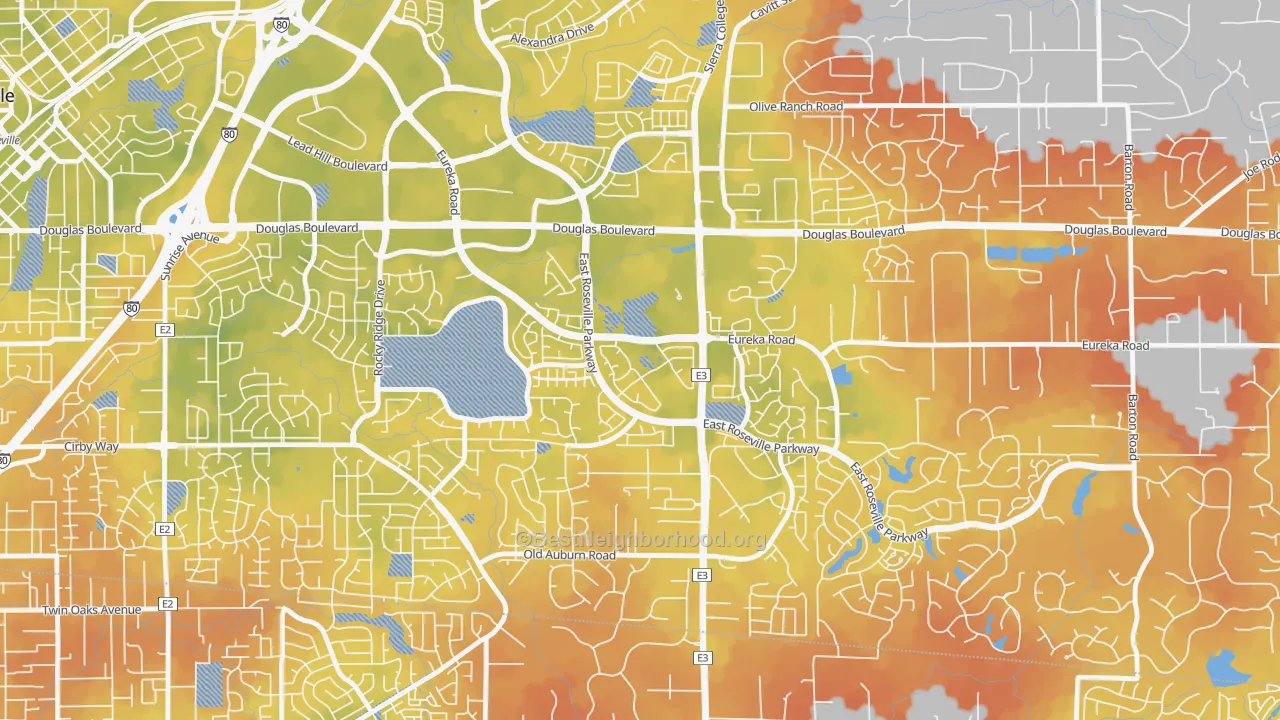 Bike Grade map of Johnson Ranch, Roseville, CA