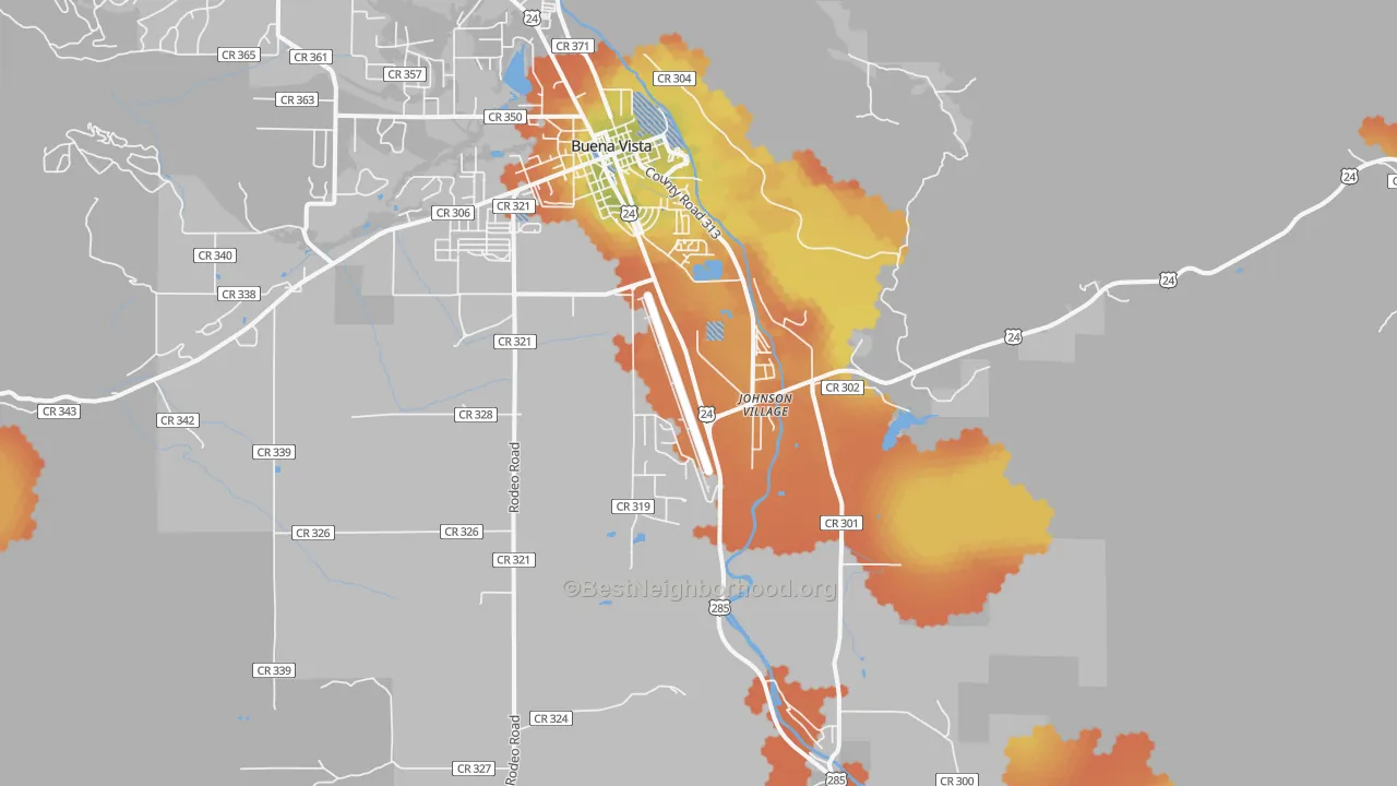 Bike Grade map of Johnson Village, CO