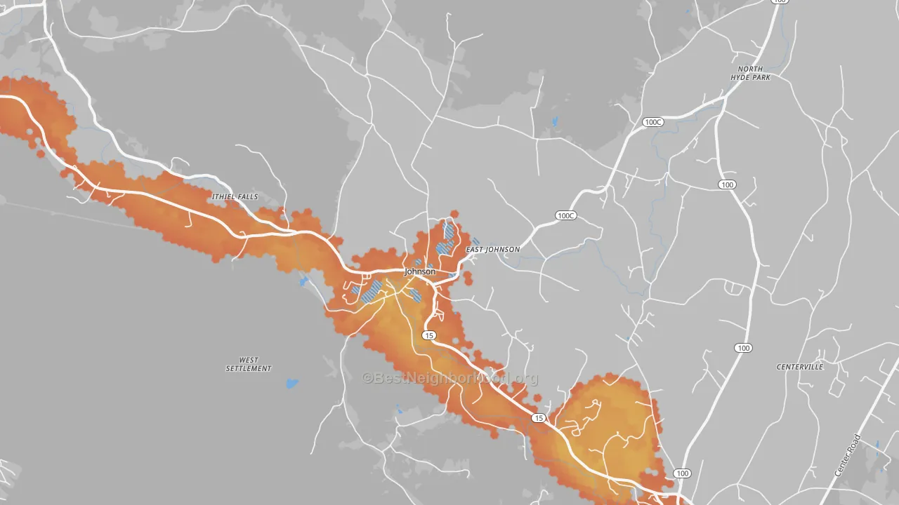 Bike Grade map of Johnson, VT