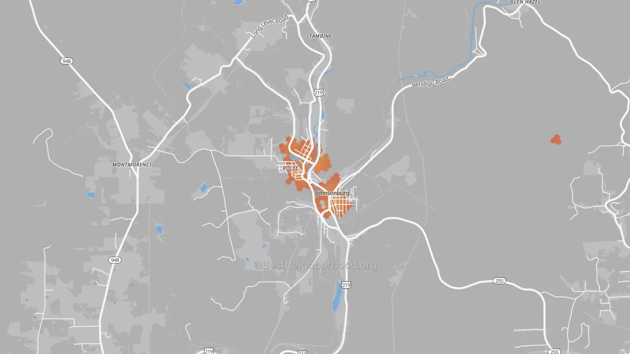 Bike Grade map of Johnsonburg, PA