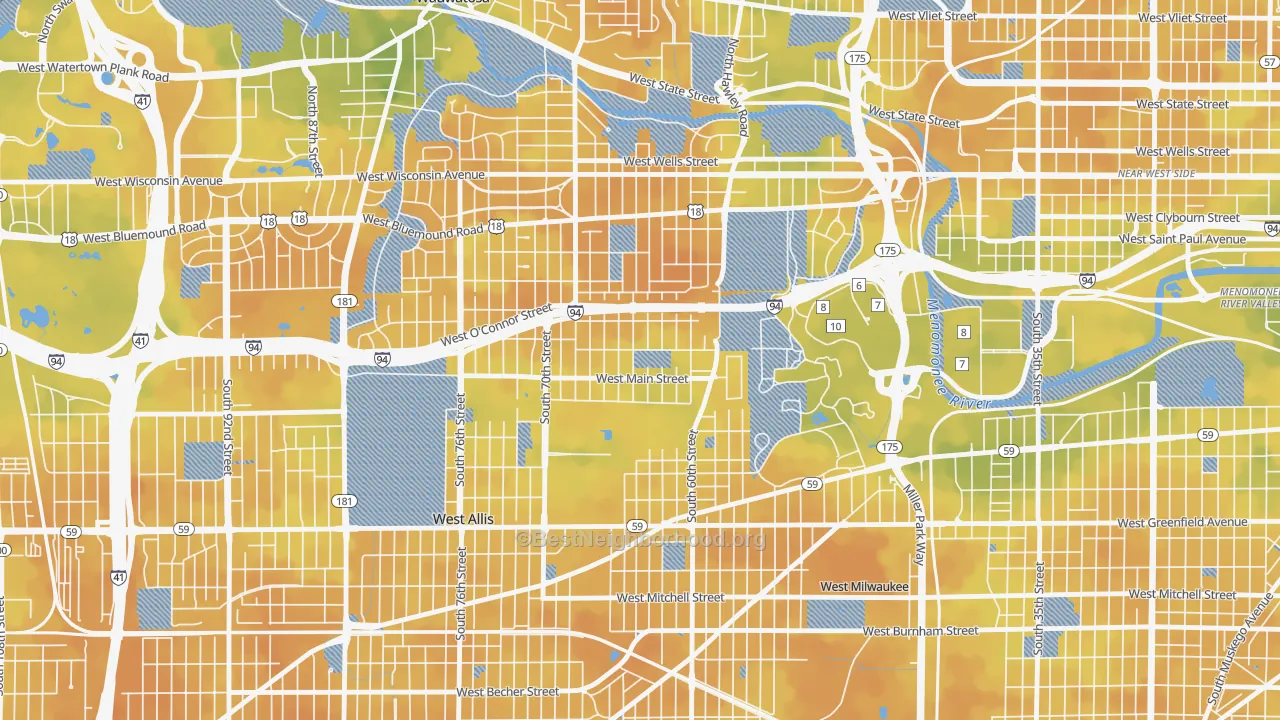 Bike Grade map of Johnson's Woods, Milwaukee, WI