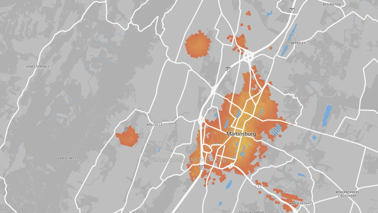 Bike Grade map of Johnsontown, WV