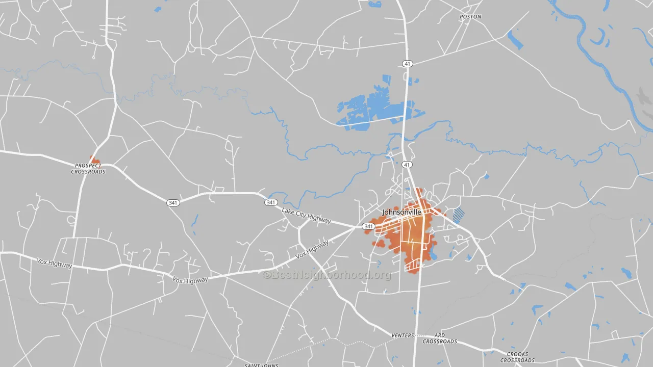 Bike Grade map of Johnsonville, SC