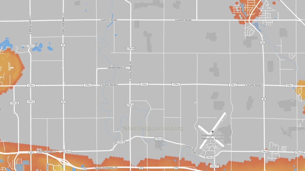 Bike Grade map of Johnsonville, WI