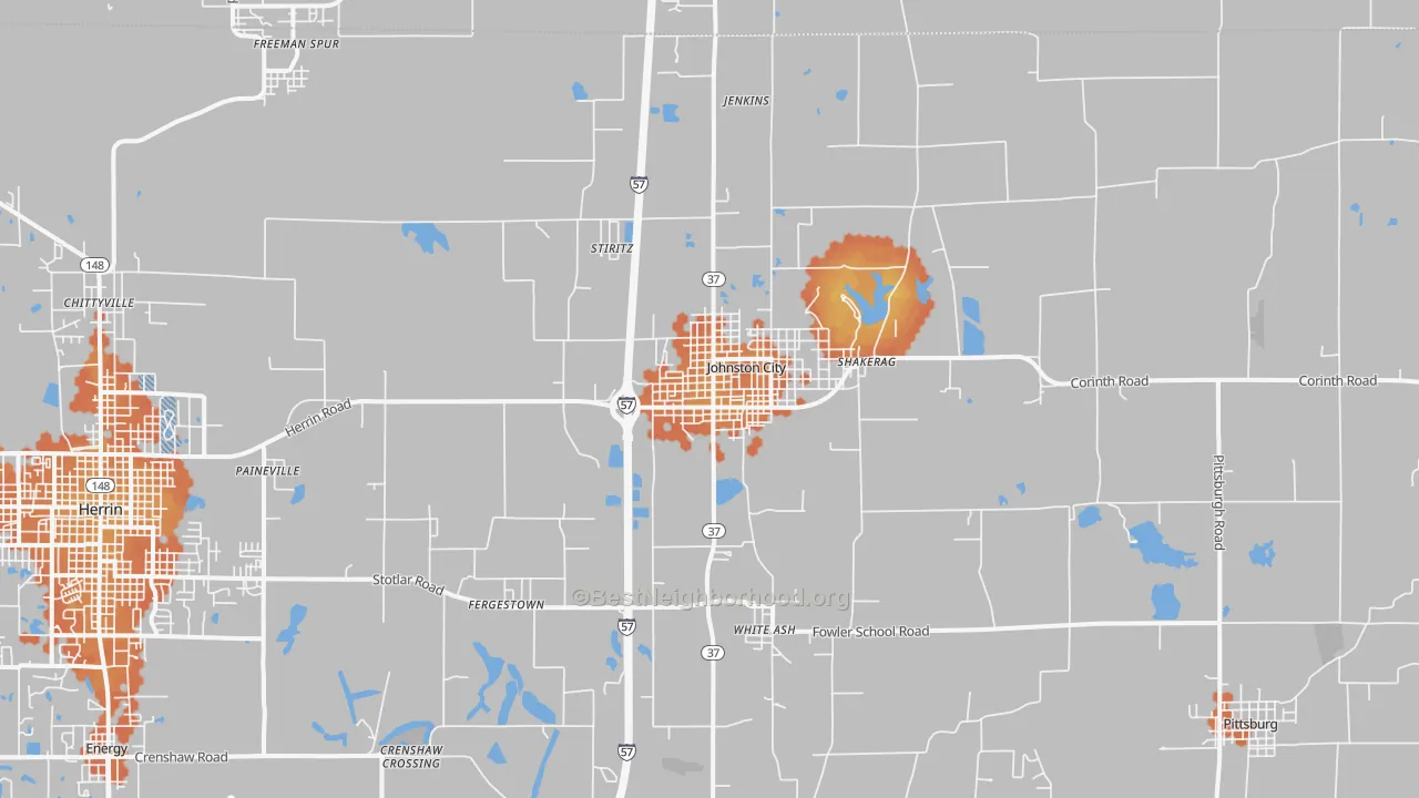 Bike Grade map of Johnston City, IL