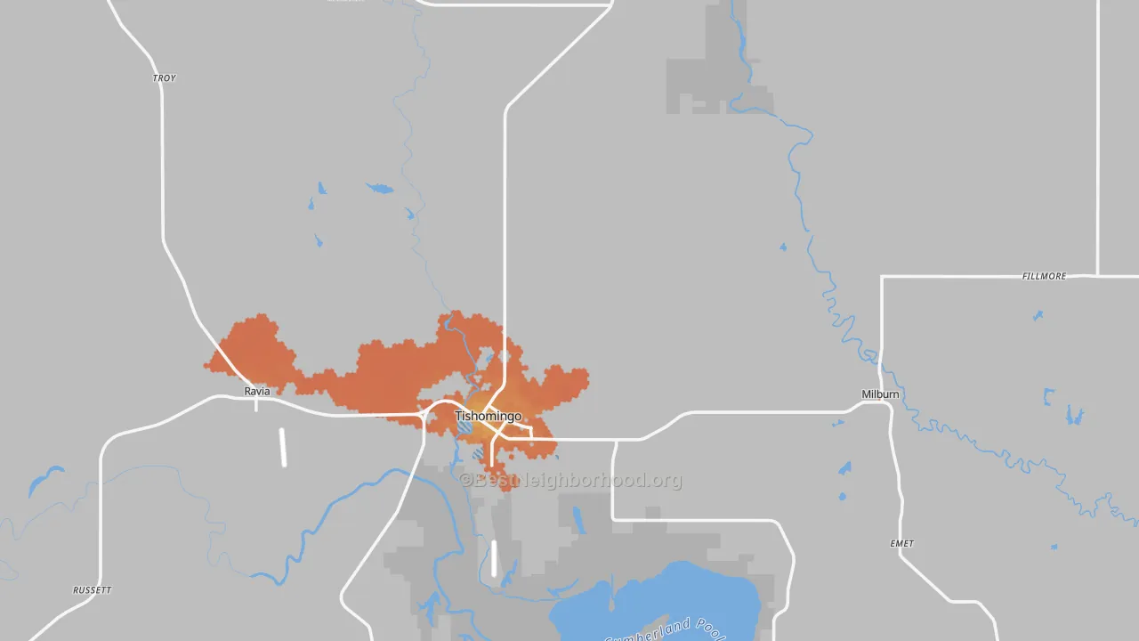 Bike Grade map of Johnston County, OK
