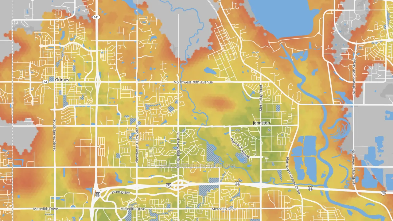 Bike Grade map of Johnston, IA