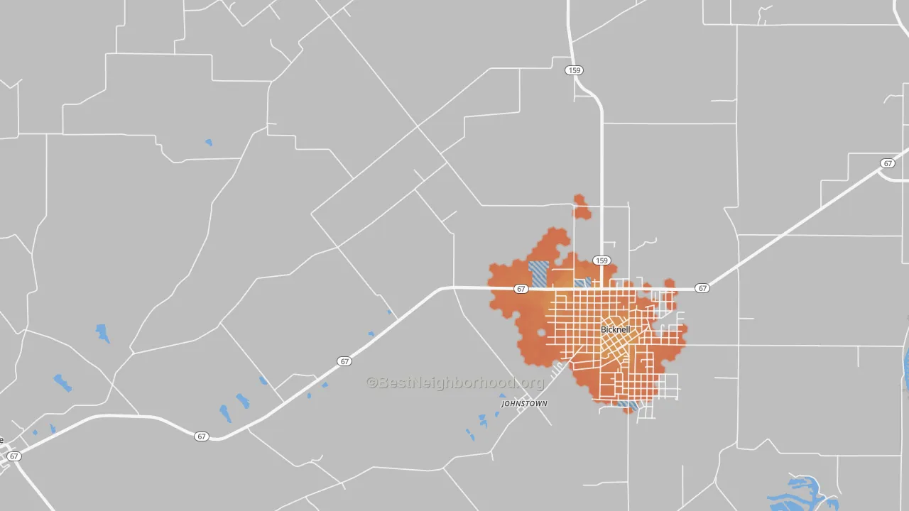 Bike Grade map of Johnstown, IN