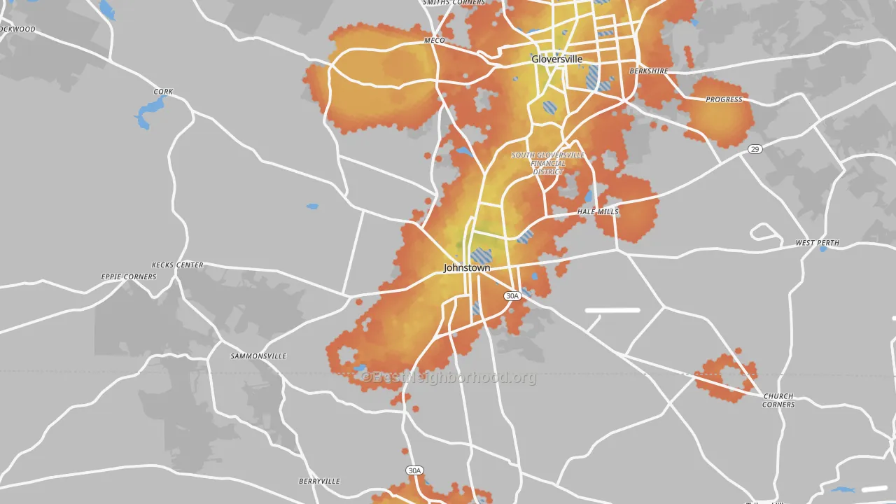 Bike Grade map of Johnstown, NY