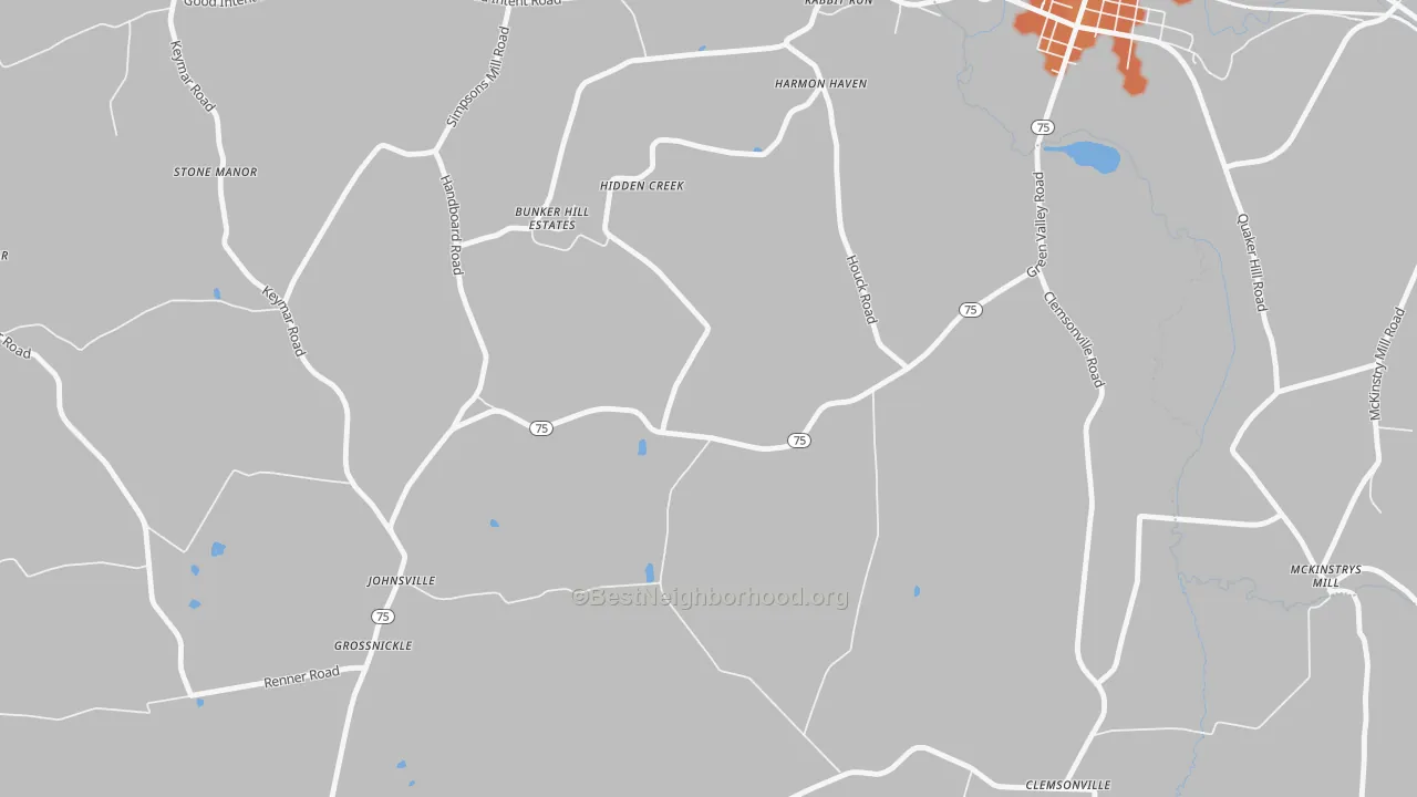 Bike Grade map of Johnsville, MD