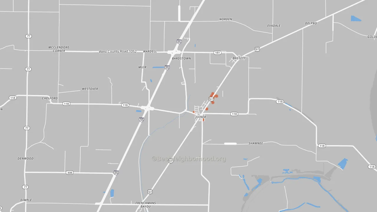 Bike Grade map of Joiner, AR