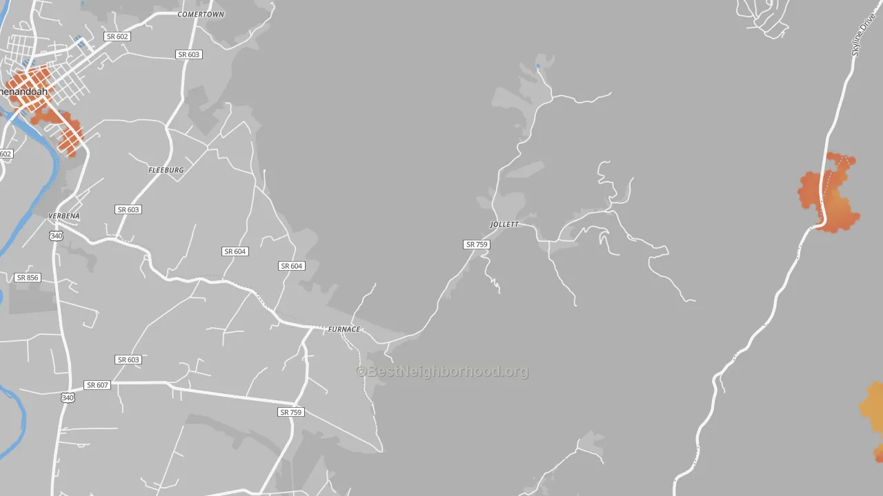 Bike Grade map of Jollett, VA