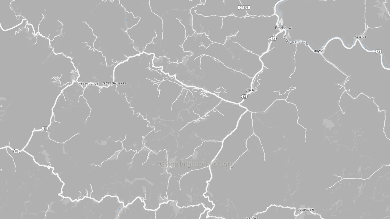 Bike Grade map of Jolo, WV