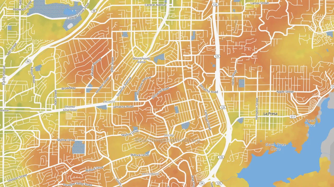Bike Grade map of Jomacha-Lomita, San Diego, CA