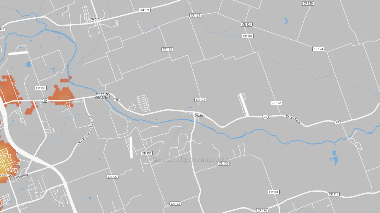 Bike Grade map of Jonah, TX
