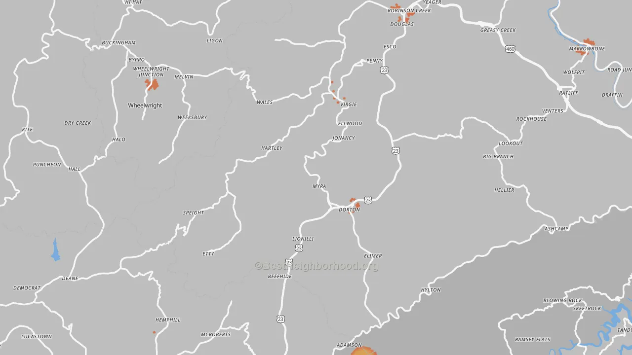 Bike Grade map of Jonancy, KY