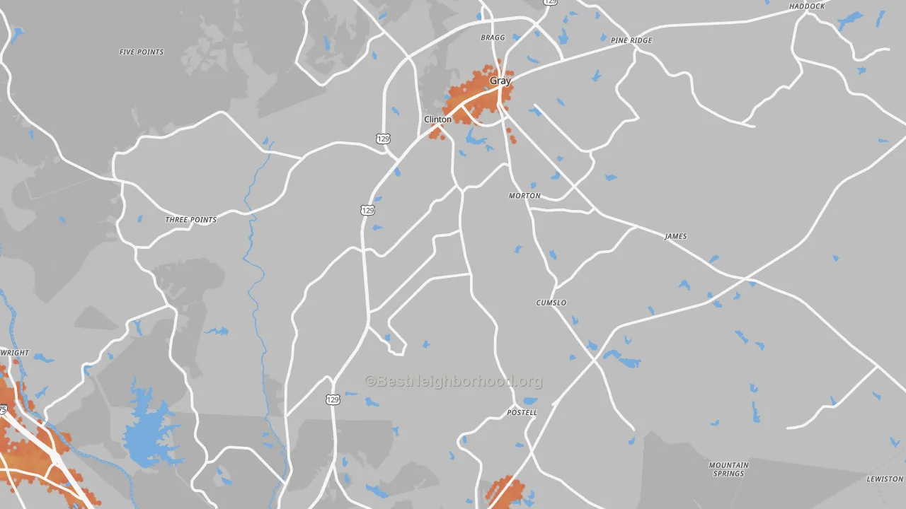 Bike Grade map of Jones County, GA