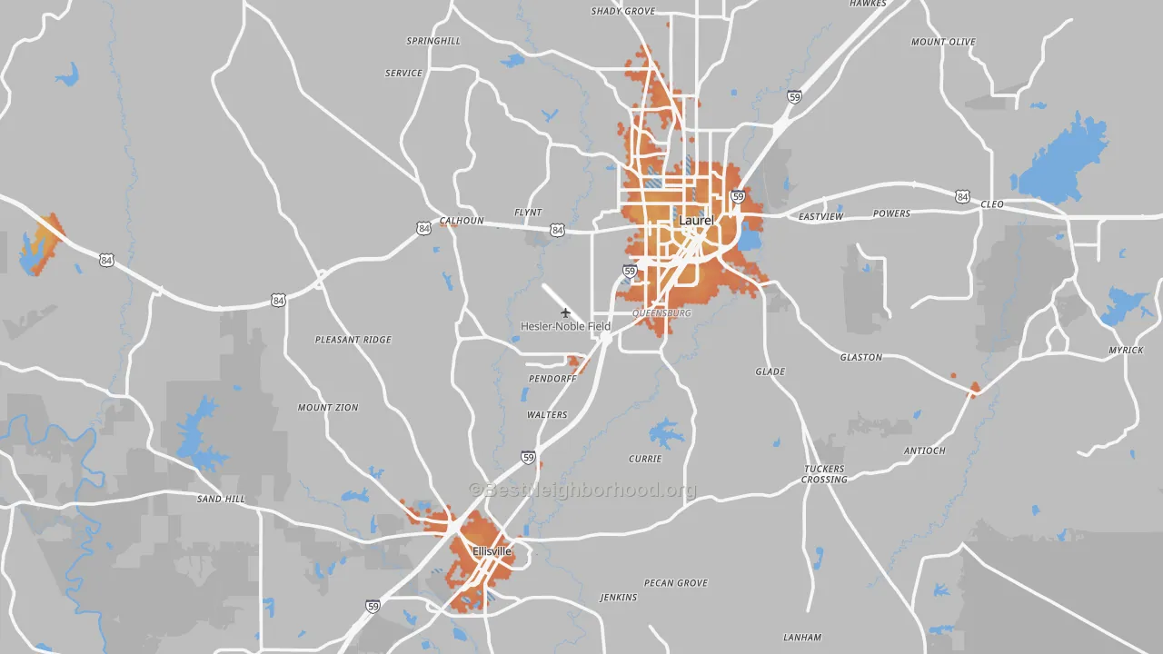 Bike Grade map of Jones County, MS