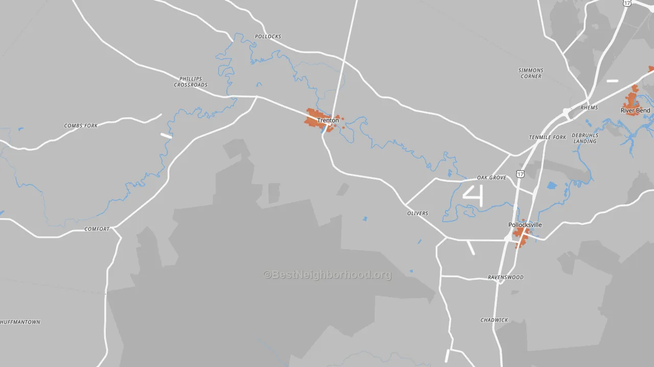 Bike Grade map of Jones County, NC