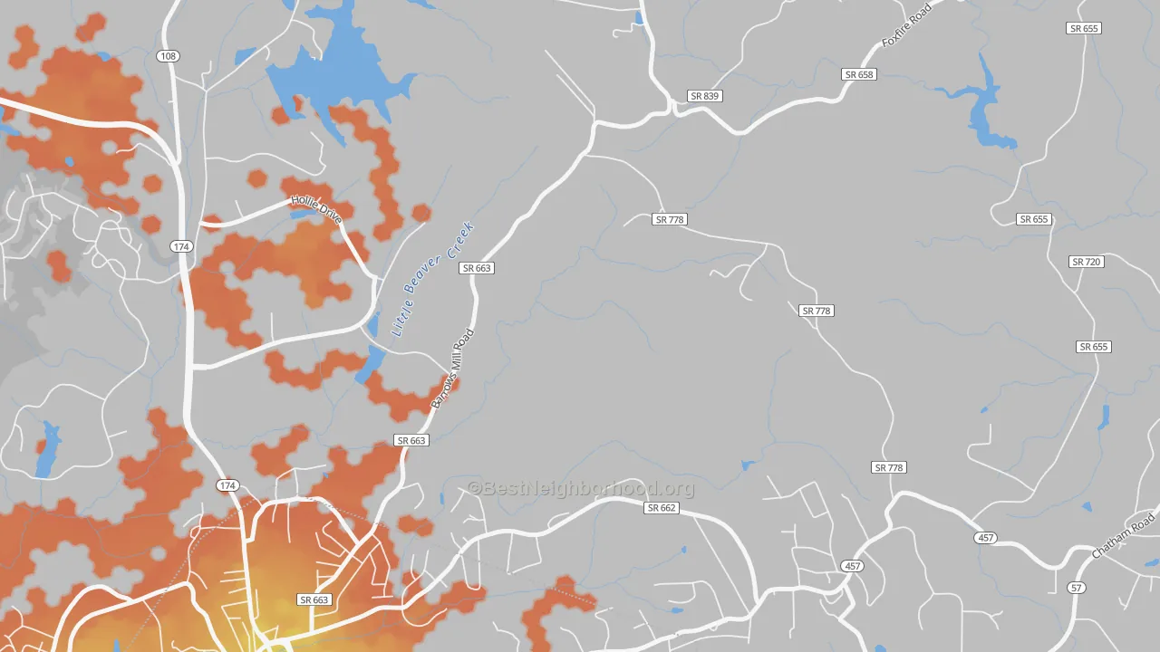 Bike Grade map of Jones Creek, VA