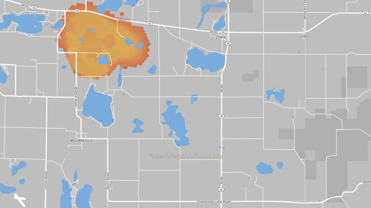 Bike Grade map of Jones, MI