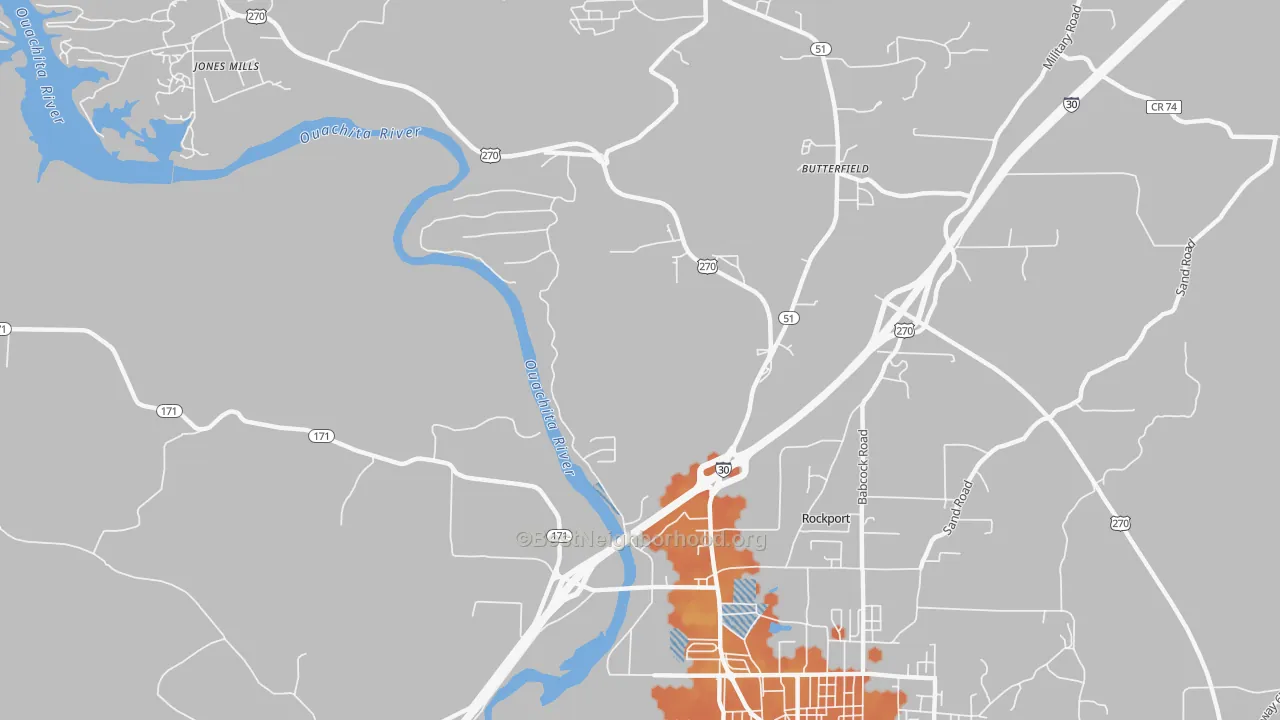 Bike Grade map of Jones Mill, AR