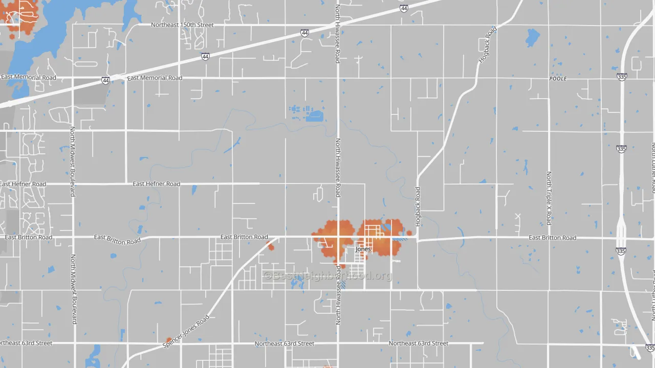 Bike Grade map of Jones, OK