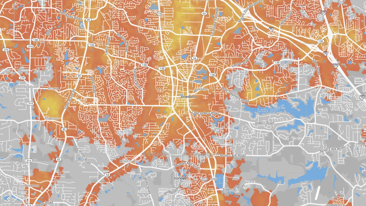Bike Grade map of Jonesboro, GA