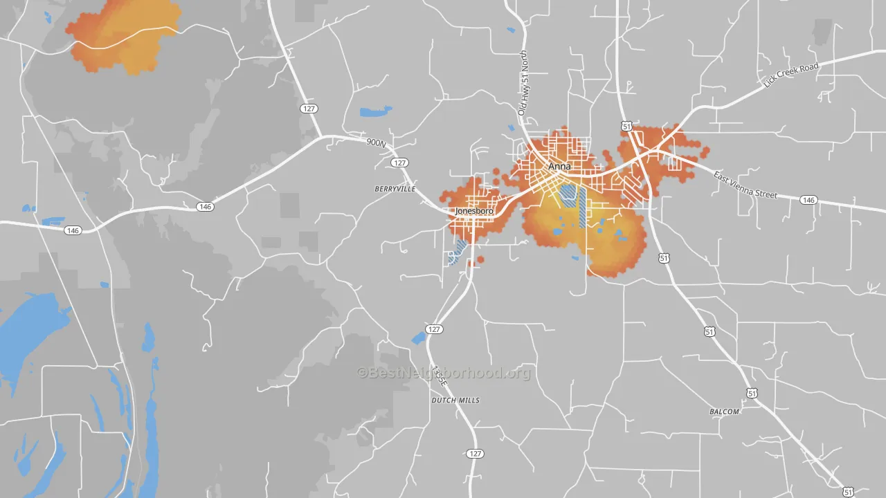Bike Grade map of Jonesboro, IL