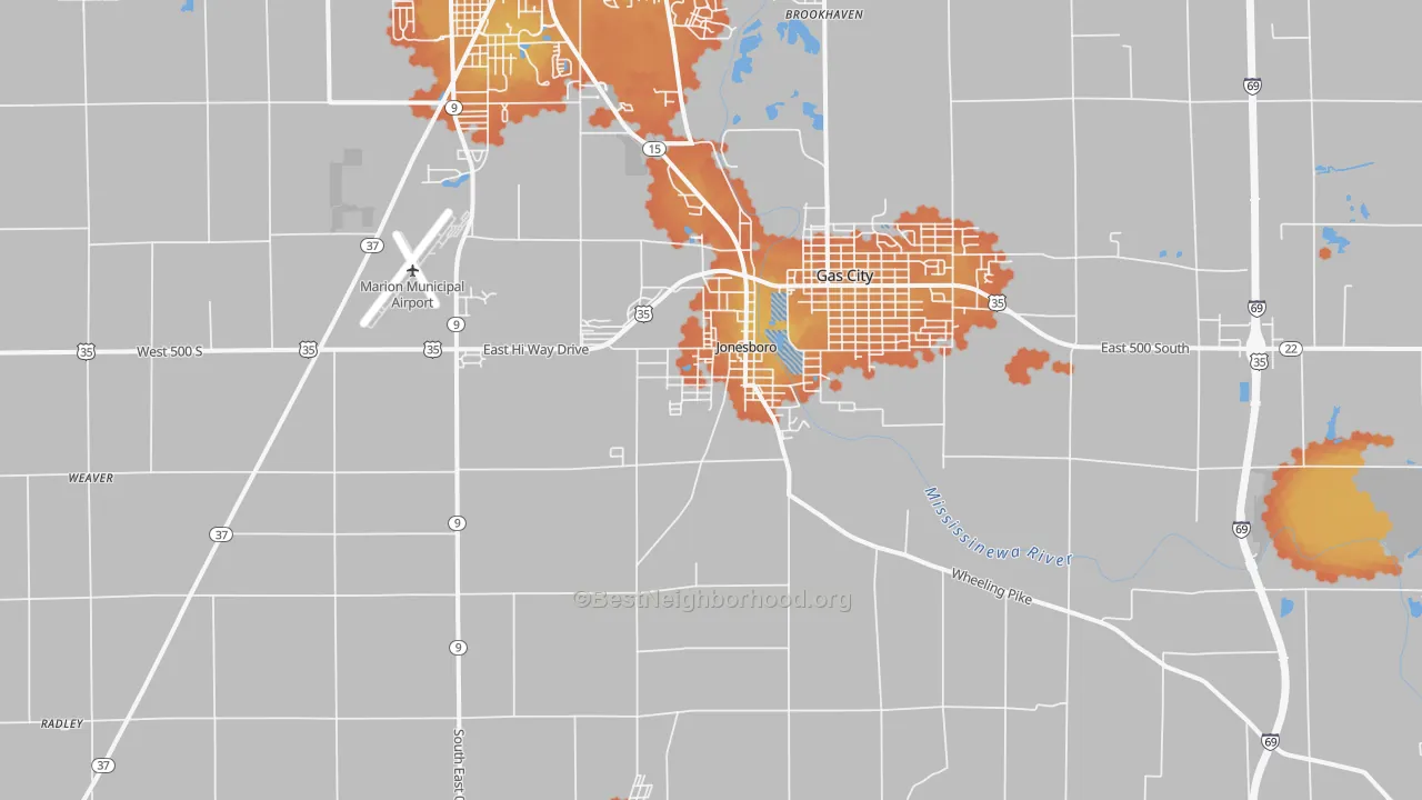 Bike Grade map of Jonesboro, IN