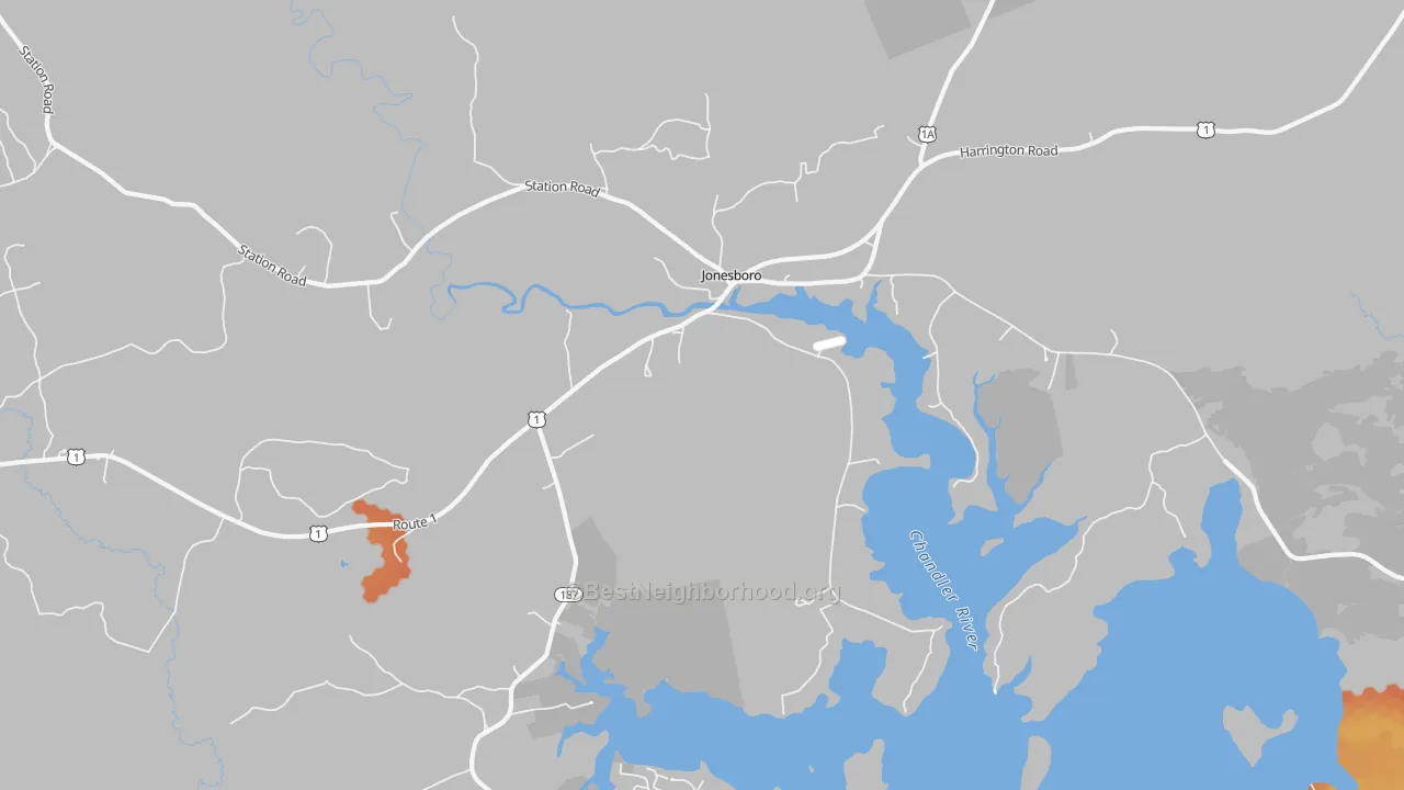 Bike Grade map of Jonesboro, ME