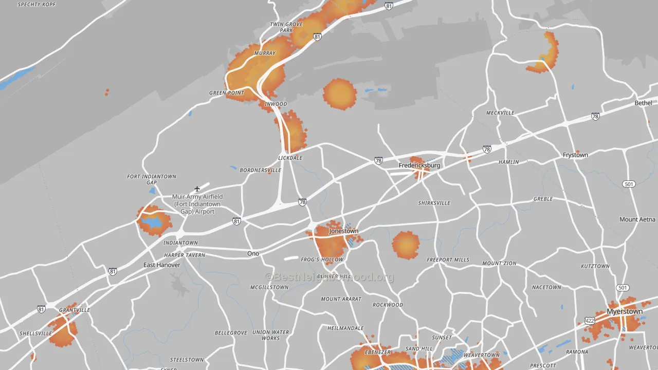 Bike Grade map of Jonestown, PA
