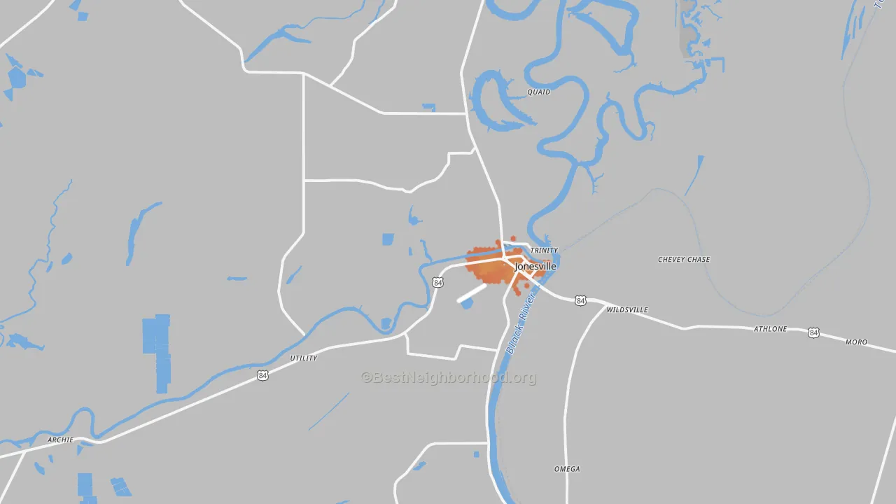 Bike Grade map of Jonesville, LA