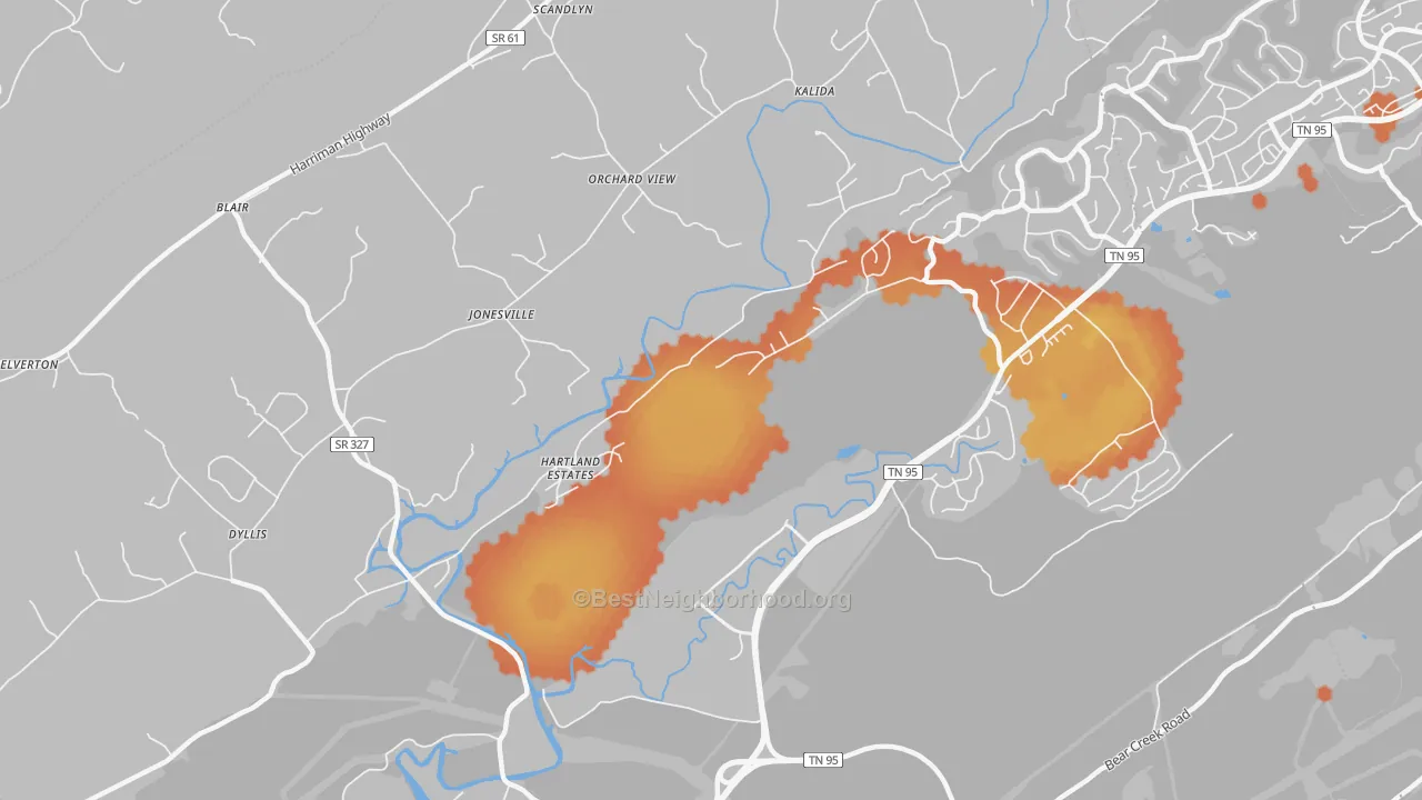 Bike Grade map of Jonesville, TN