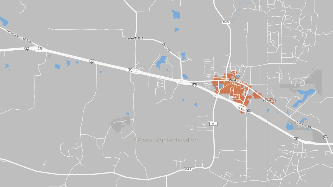 Bike Grade map of Jonesville, TX