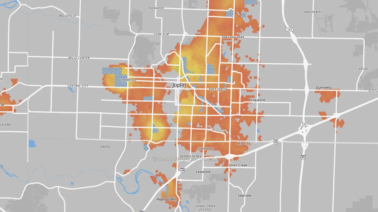 Bike Grade map of Joplin, MO