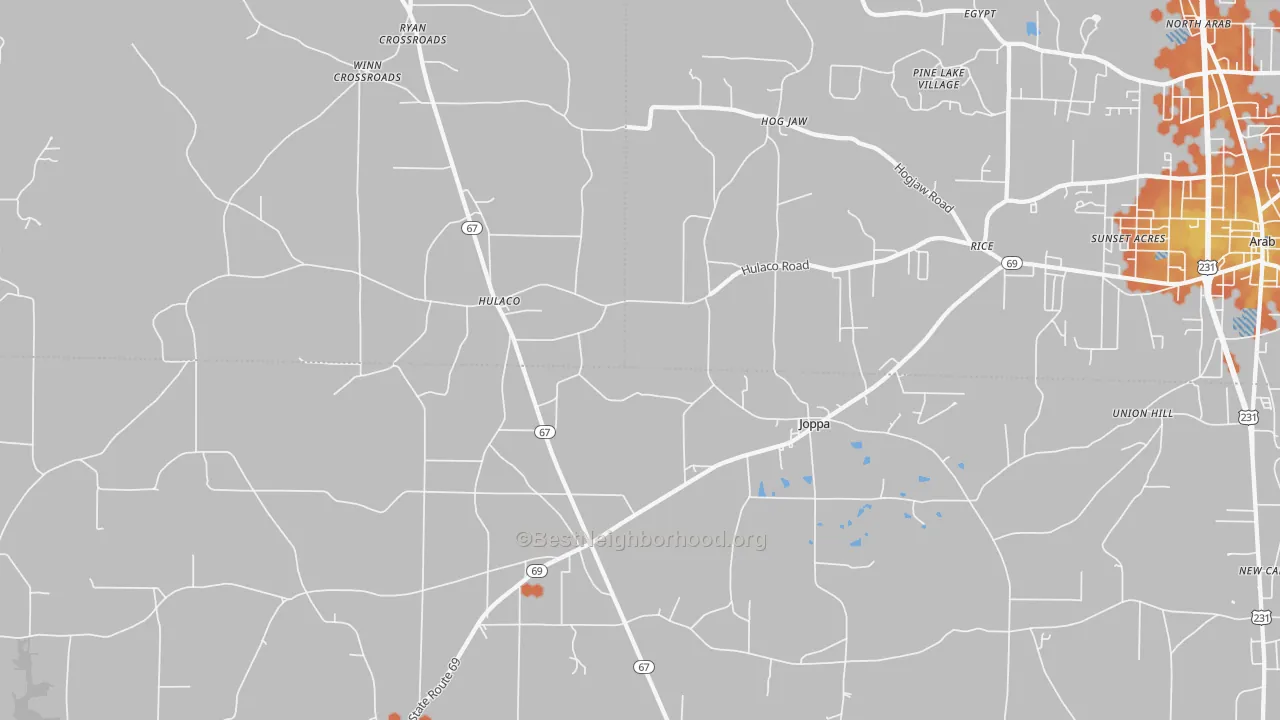 Bike Grade map of Joppa, AL