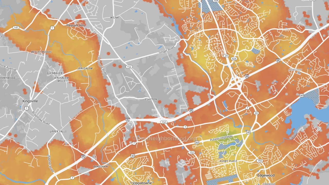 Bike Grade map of Joppa, MD