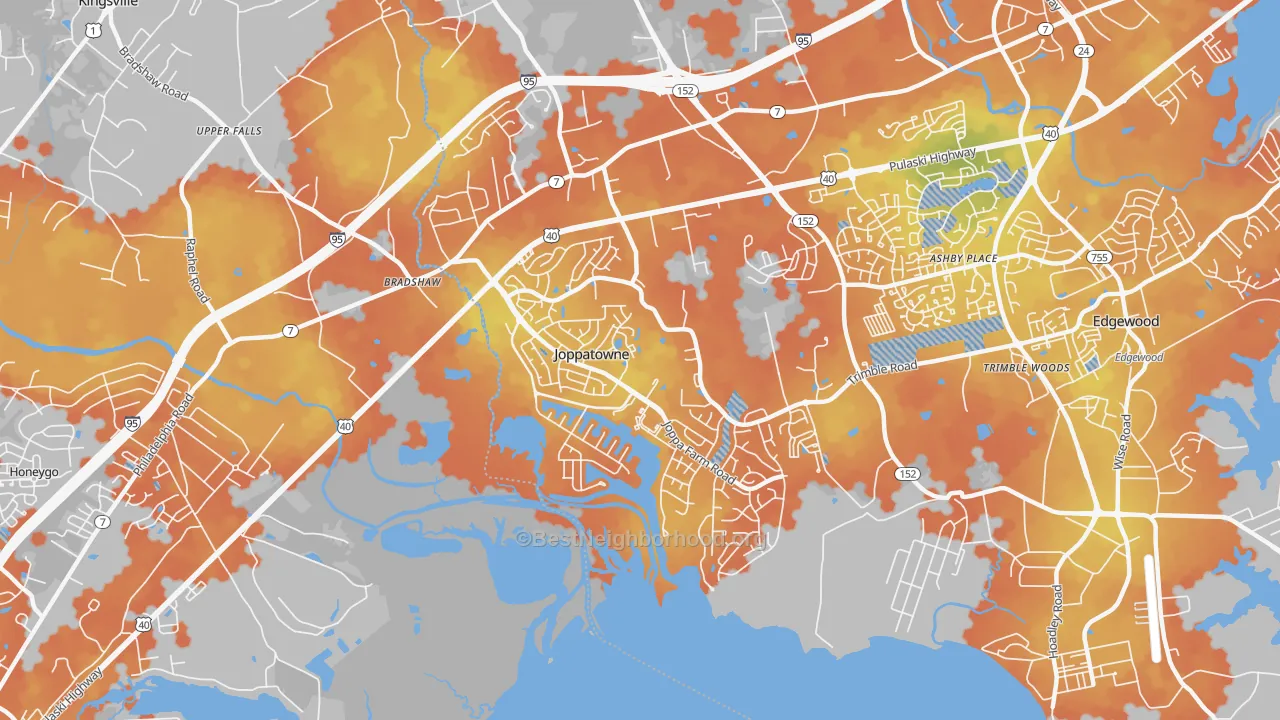 Bike Grade map of Joppatowne, MD