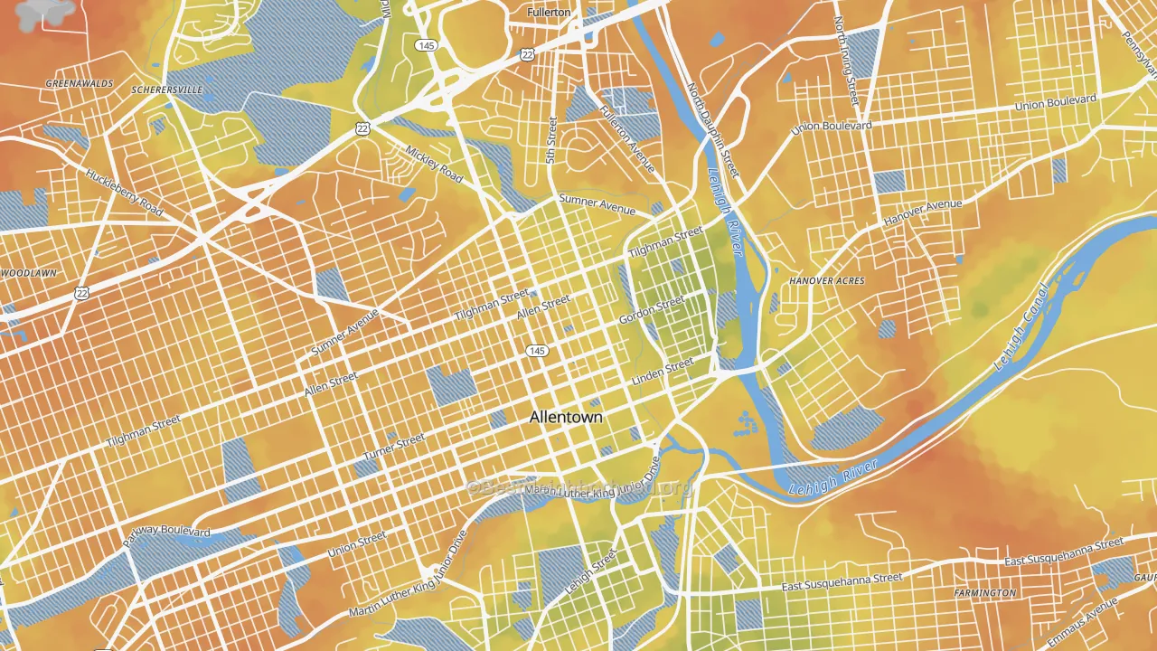 Bike Grade map of Jordan Heights, Allentown, PA