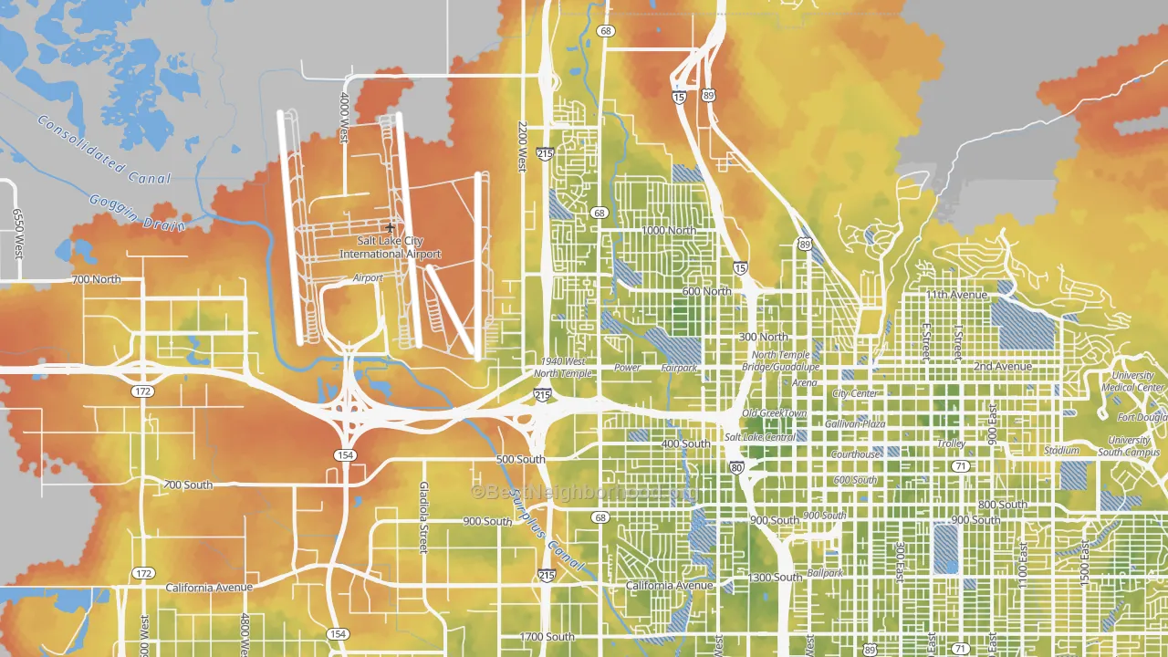 Bike Grade map of Jordan Meadows, Salt Lake City, UT