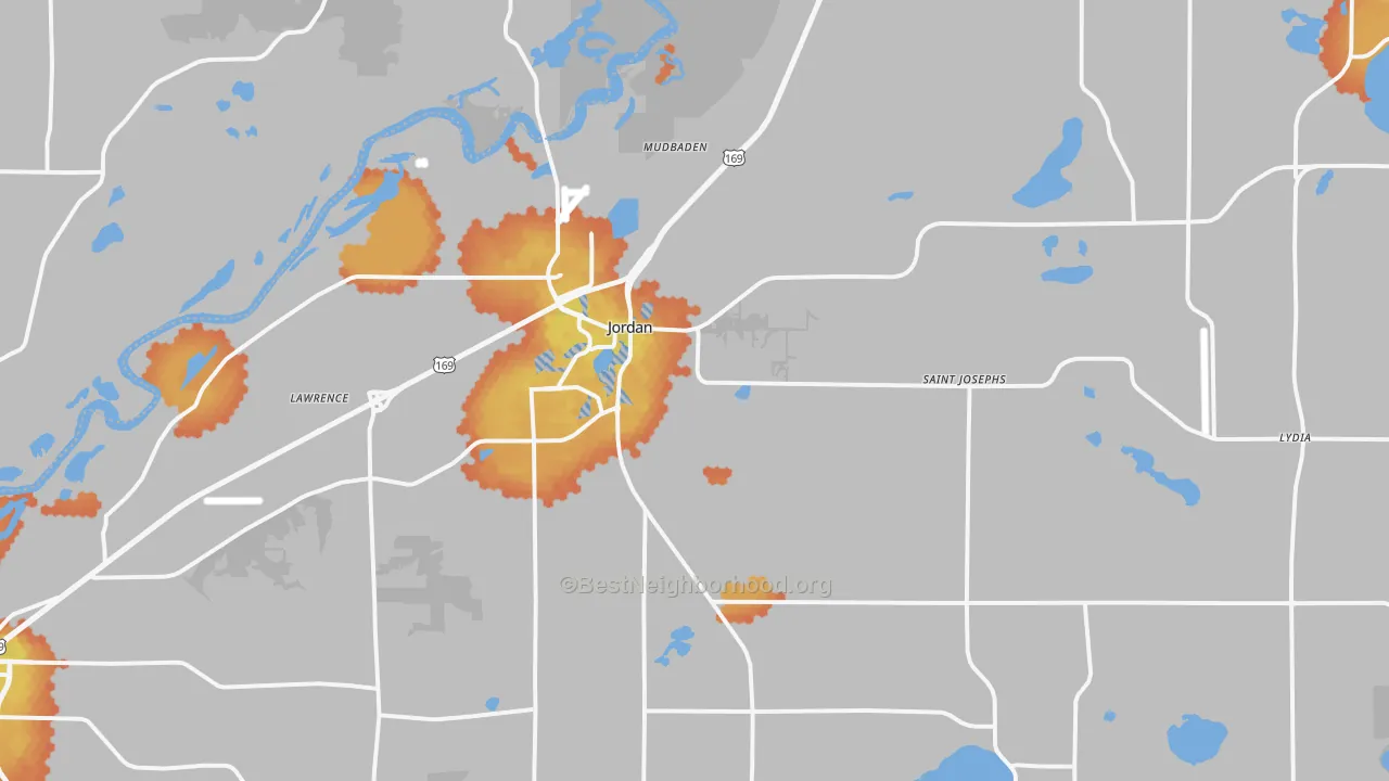 Bike Grade map of Jordan, MN
