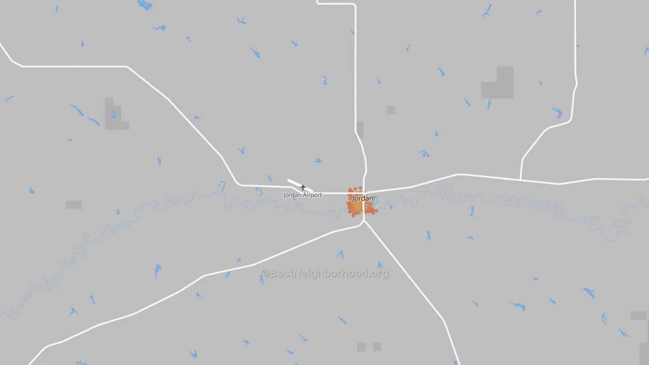 Bike Grade map of Jordan, MT