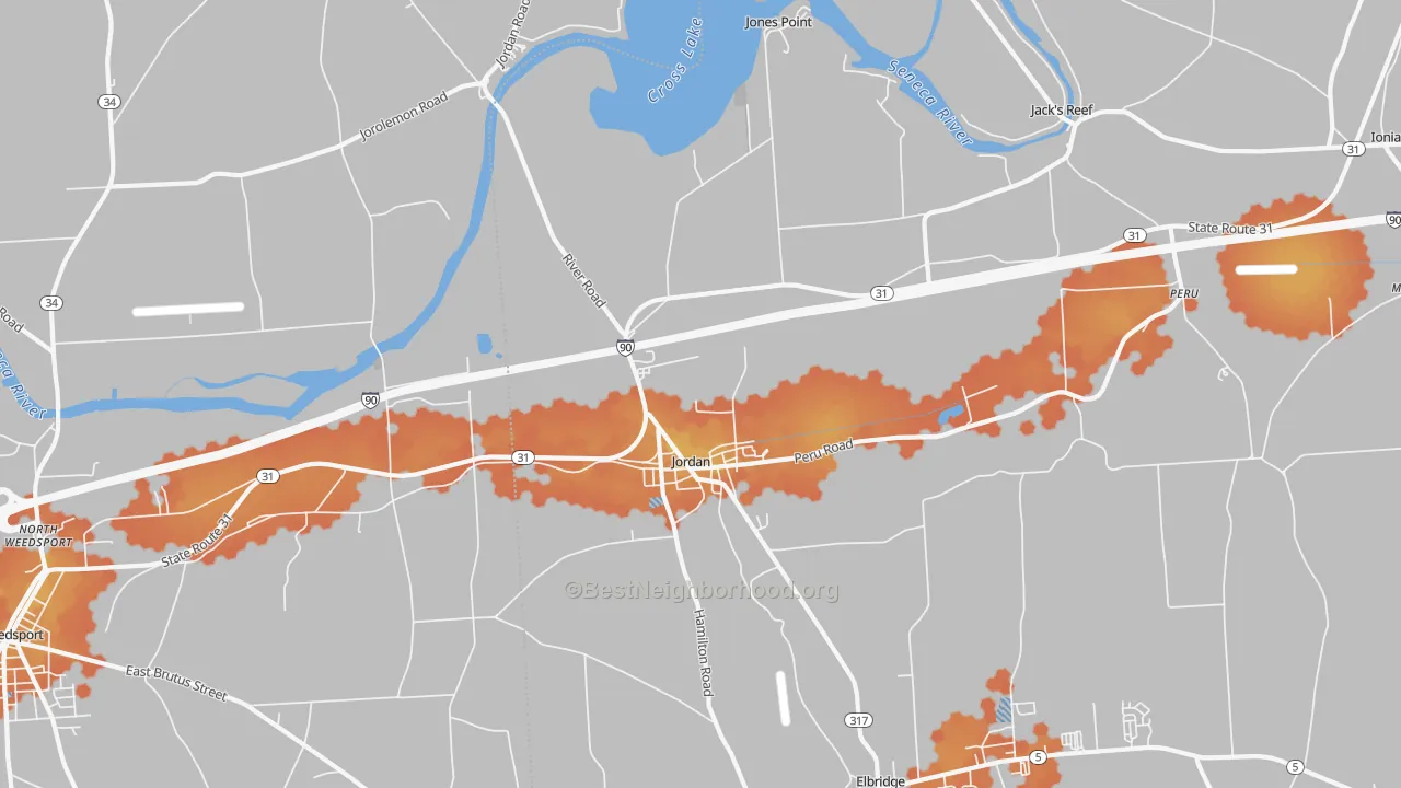 Bike Grade map of Jordan, NY