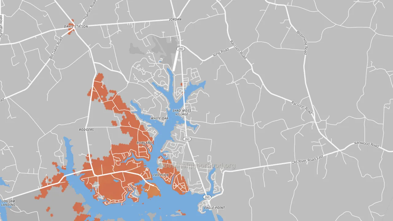 Bike Grade map of Jordan, SC