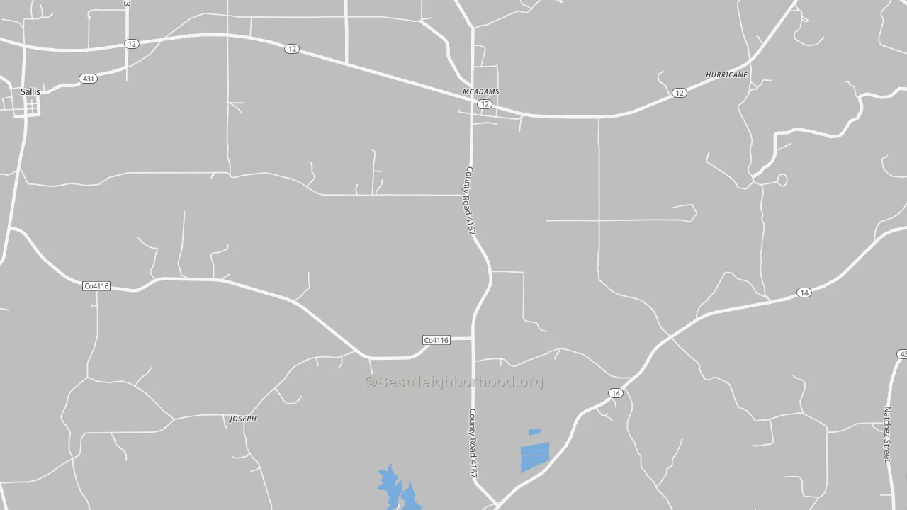 Bike Grade map of Joseph, MS