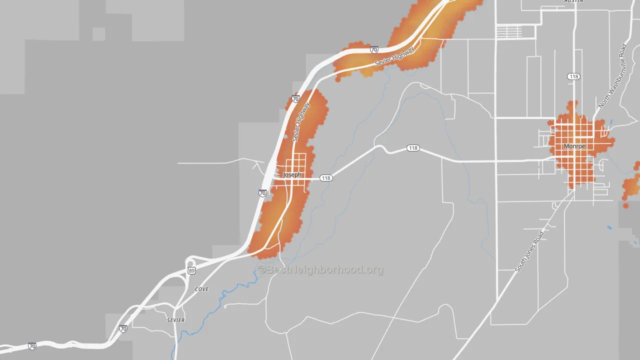 Bike Grade map of Joseph, UT