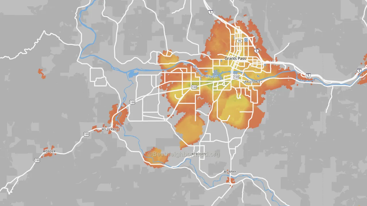 Bike Grade map of Josephine County, OR