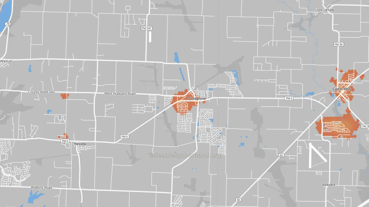 Bike Grade map of Josephine, TX