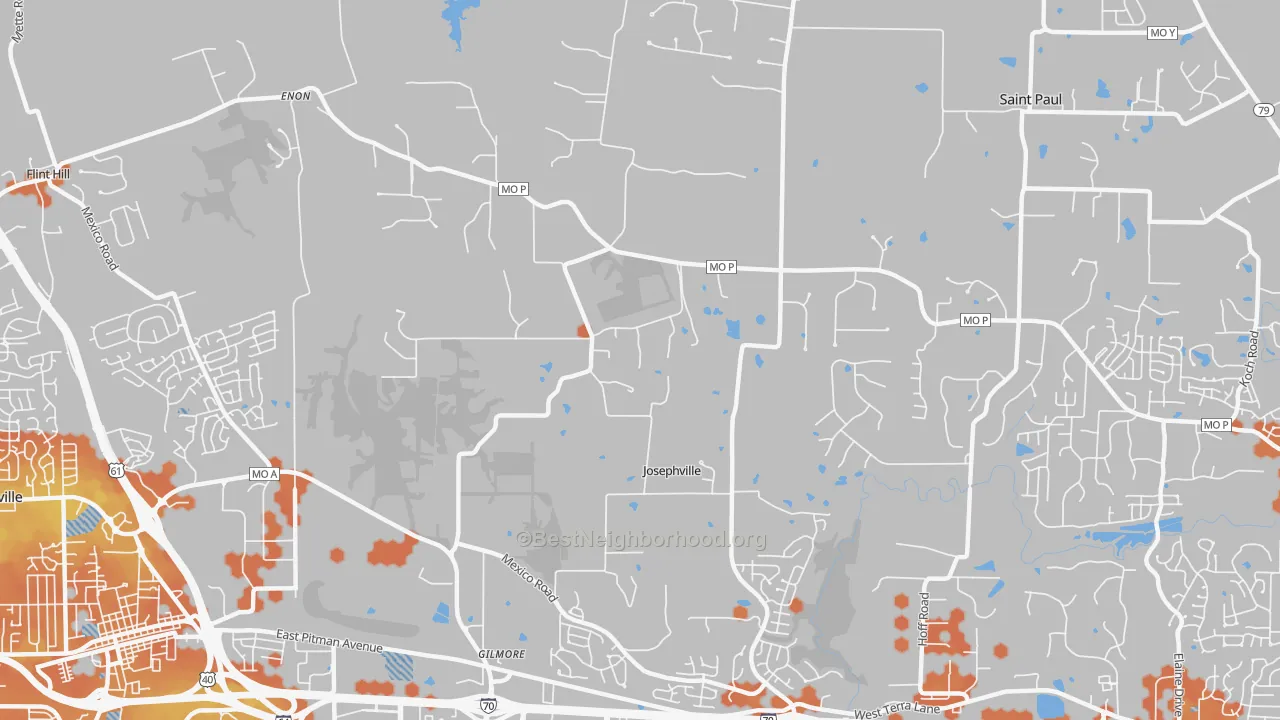 Bike Grade map of Josephville, MO